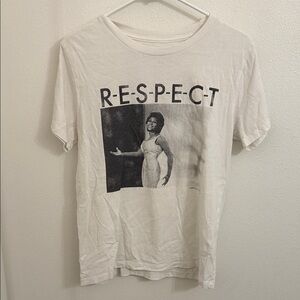 White Graphic Tee with 'Respect' Print
